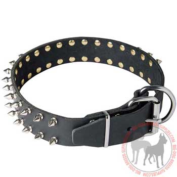 Dog Leather Collar with Easily Adjustable Buckle