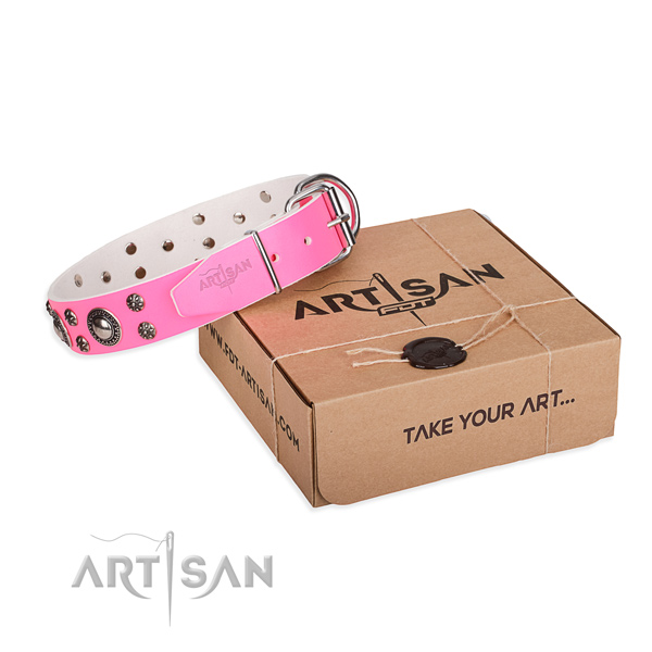 Fine quality genuine leather dog collar for daily use