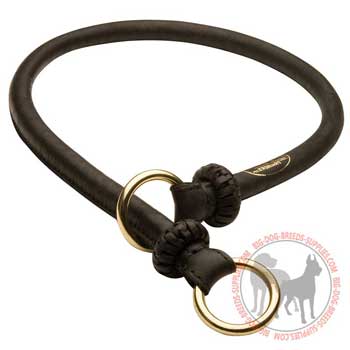 Silent in action leather training dog choke collar