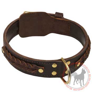 Leather Canine Collar with Gorgeous Decoration