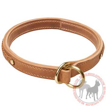 Braided Leather Choke Dog Collar for walking