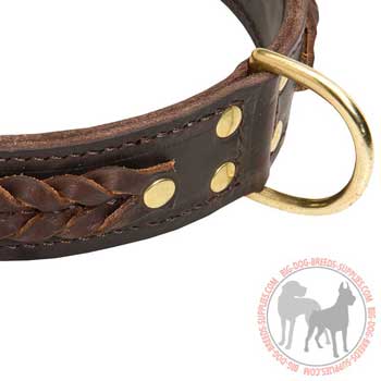 Leather Collar Brass Ring