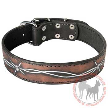 Leather Collar Painted in Barbed Wire