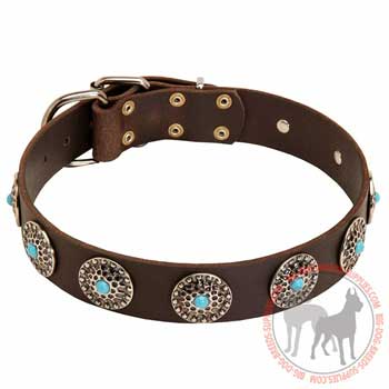 Decorative Leather Collar for Large Dogs