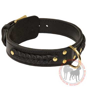 Braided Leather Collar for Dog Walking