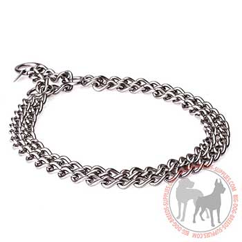 Metal Choke Dog Collar with 2 Chain Rows