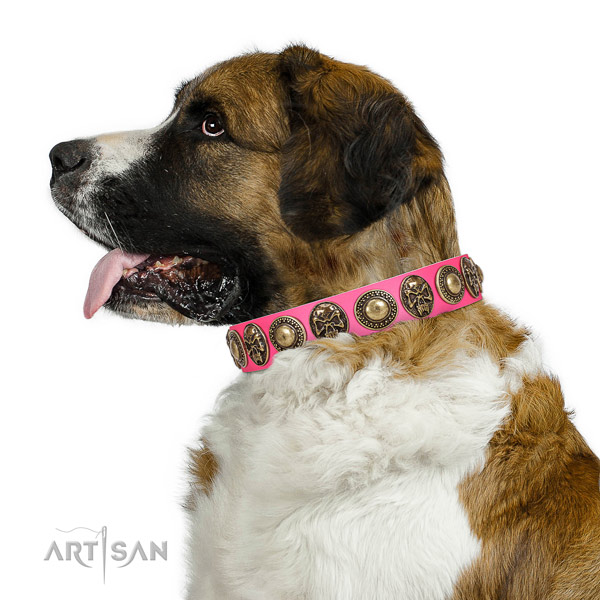 Designer full grain leather collar for your impressive canine