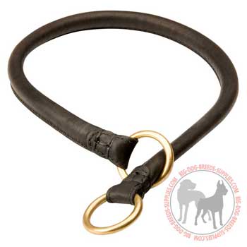 Silent     in action leather dog choke collar