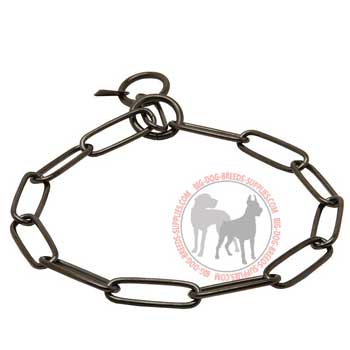 Steel choke dog collar black fur saver