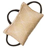Fashion Jute Bite Pillow - 3 handle bite tug for young dogs
