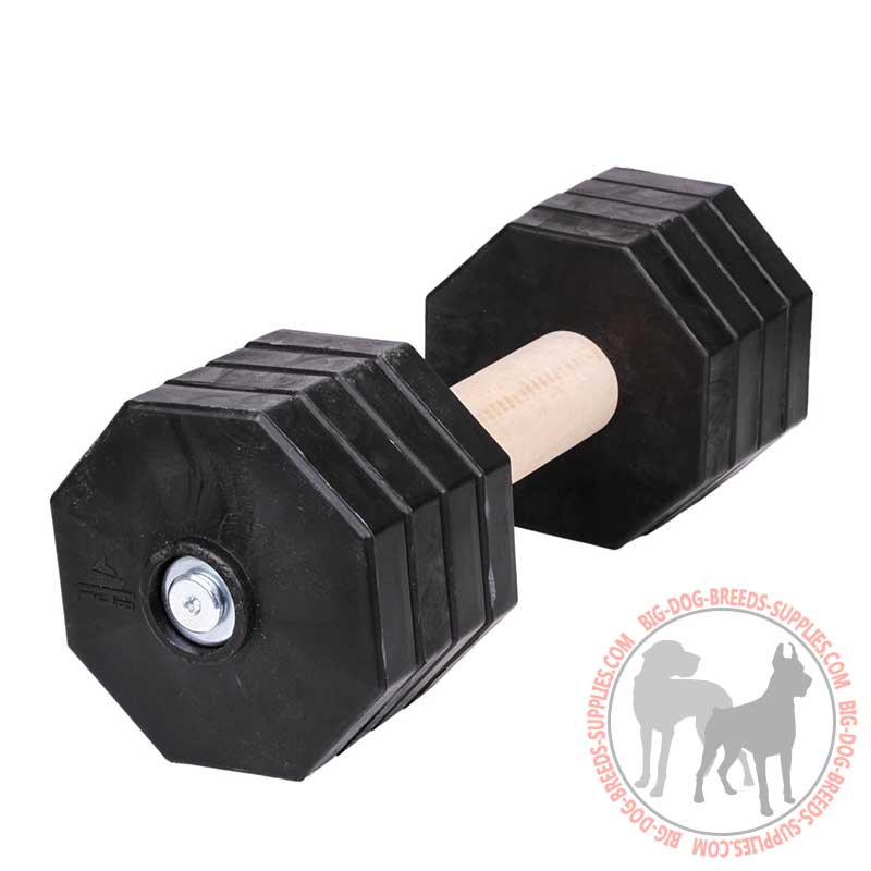 Wooden Dog Dumbbell with Removable Plastic Weight Plates for Retrieve