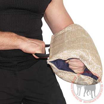 Dog puppies bite sleeve constructed of superior jute fabric