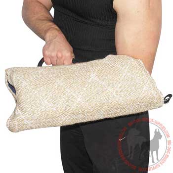 Jute bite sleeve for dog puppy learning how to grip