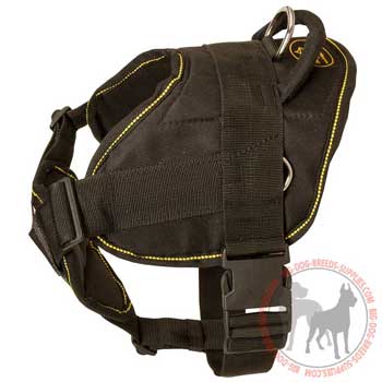 Nylon dog harness with easy quick release buckle