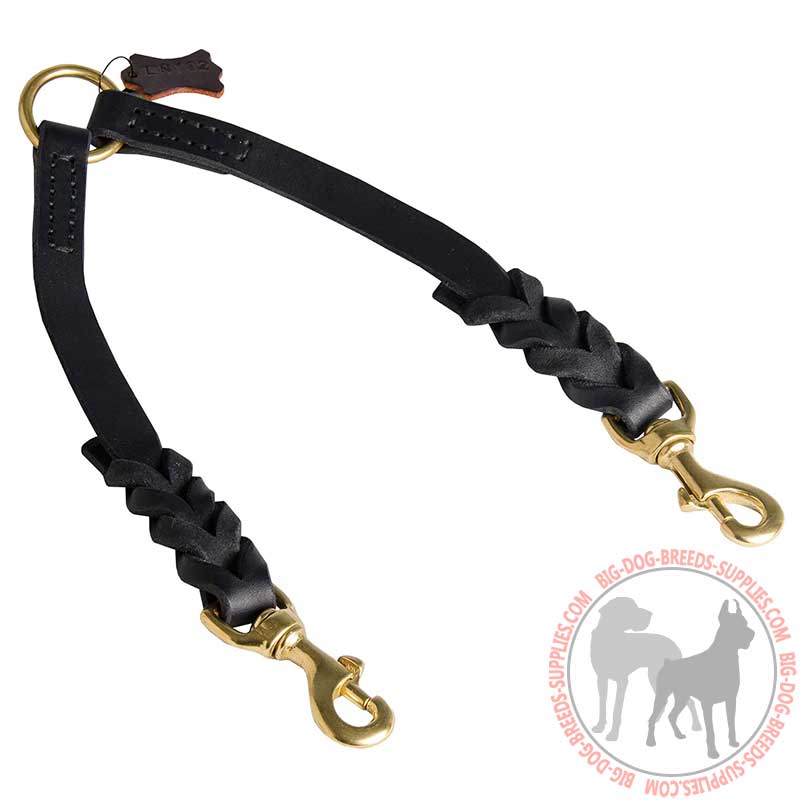 Dog Coupler Leash For Walking With Decoration Of Leather