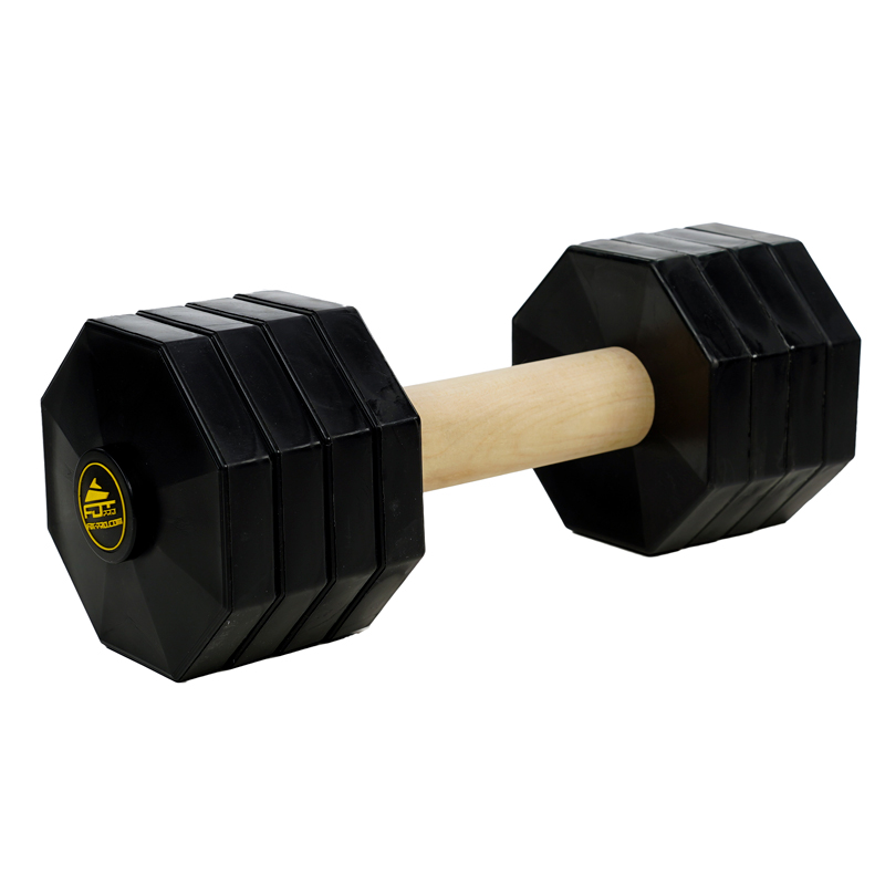 Wooden Dog Dumbbell with Removable Plastic Weight Plates for Retrieve Training