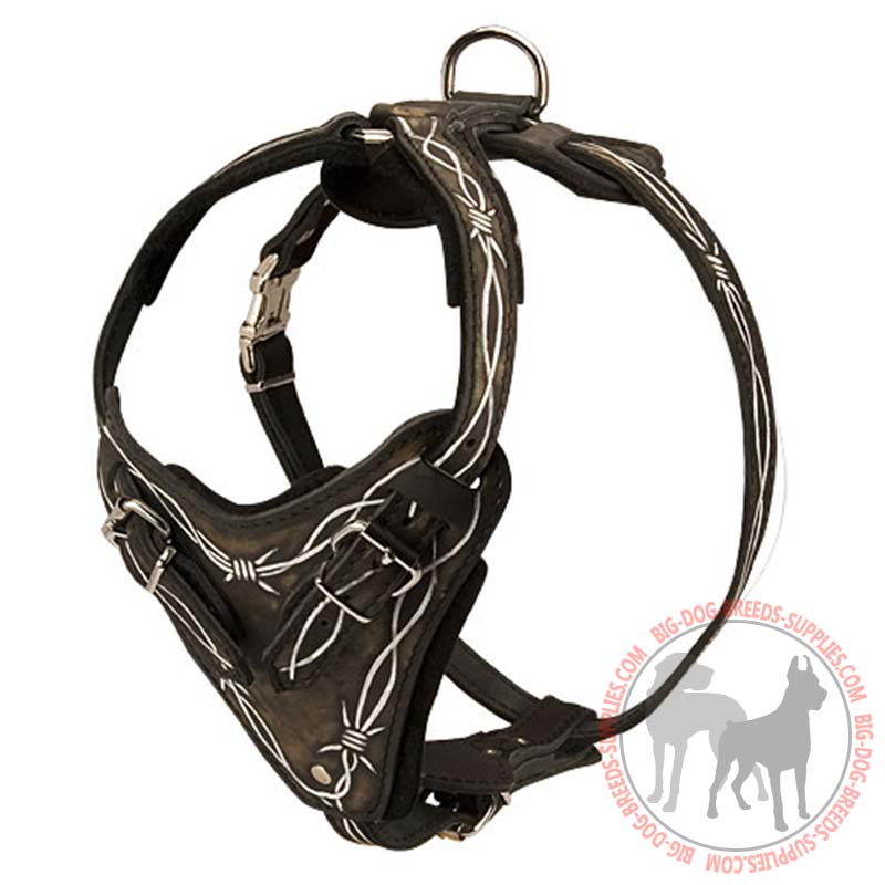 Hand painted Leather Dog Harness for Attack / Agitation Training