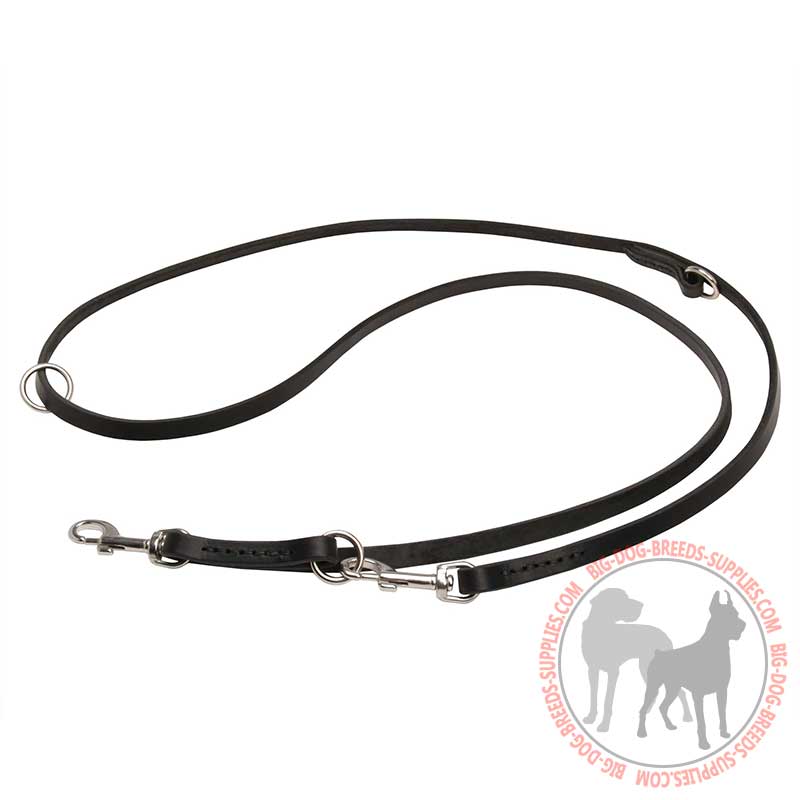 Multifunctional Leather Dog Leash with Stainless Steel Hardware - L1-20mm