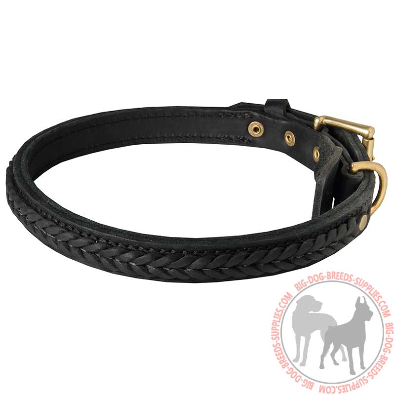 Braided leather Dog Collar for Walking and Training