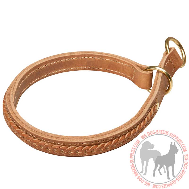 Braided Leather Choke Dog Collar for Training and Behavior Correction
