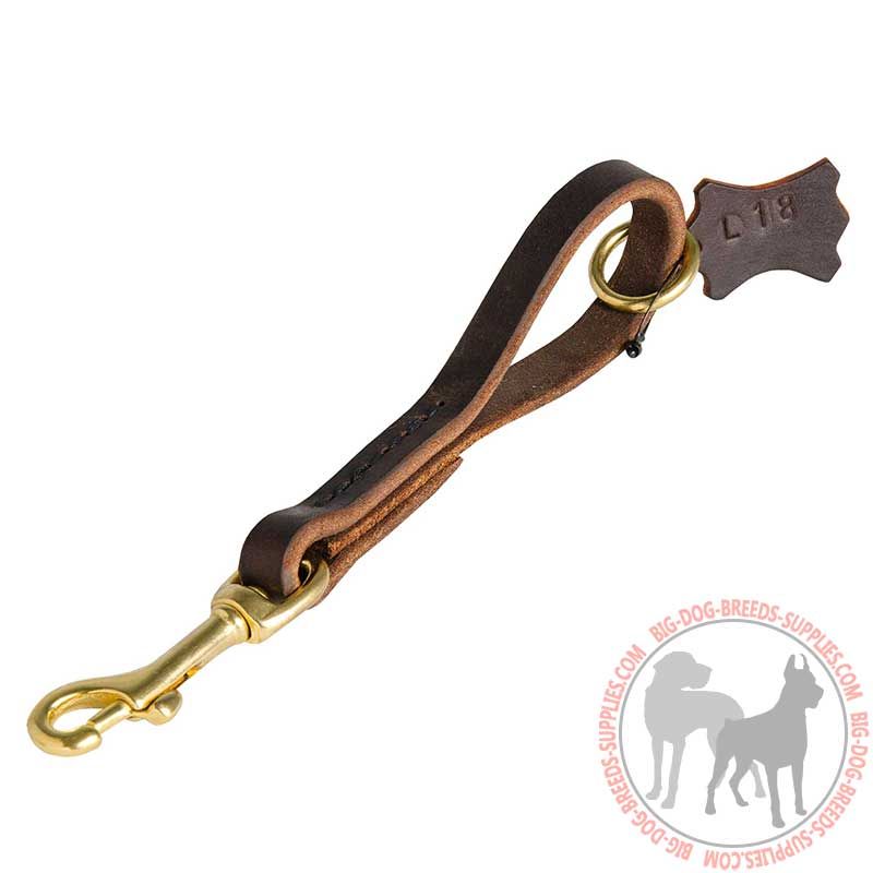 Short Leather Dog Leash with Handle