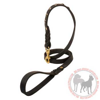 Dog leather leash soft in touch handle