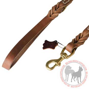 Dog leather leash braided design