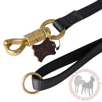 Dog nylon leash floating brass ring on the handle