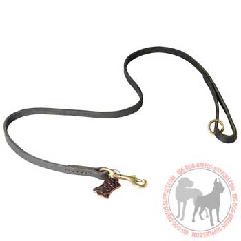 Leather Dog Leash with Ring for Additional Leash Attachment