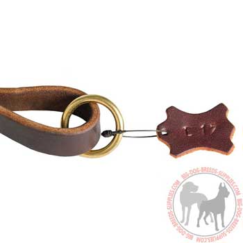 O-ring on leather pull tab for leash attachment