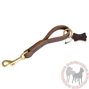 Short leather dog leash for large and strong pets