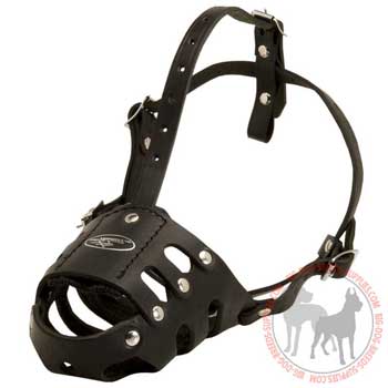 Dog leather  muzzle for good ventilation