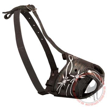 Handpainted Leather Dog Muzzle