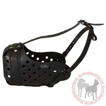 Dog Leather muzzle with perfect air flow for attack work